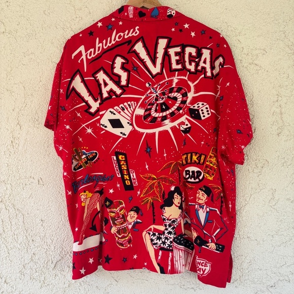 LA ROCKA by BC Ethic Las Vegas Pinup Burlesque Tiki Red Short Sleeve Shirt - Picture 4 of 9